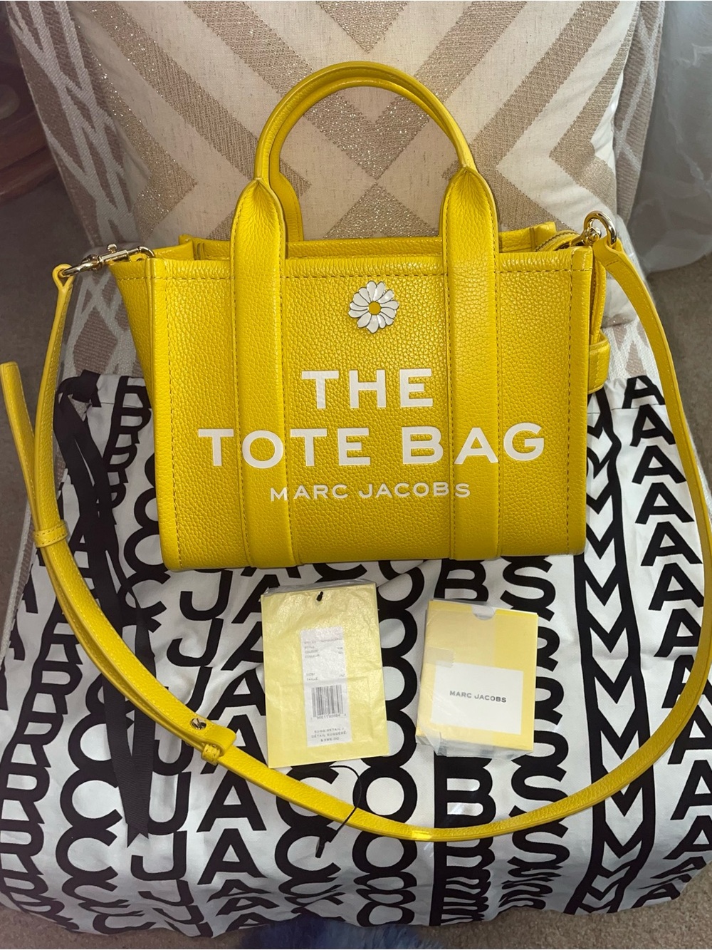Marc Jacobs Yellow The Tote Bag Pebbled Leather Top-Handle Tote